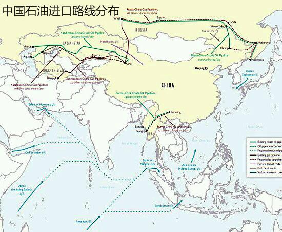 【导读】中国的石油一直主要从中东海运进口,路线长,时间也长,随着