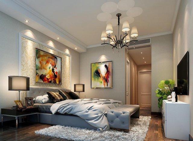 现代简约三居室卧室吊顶装修效果图大全