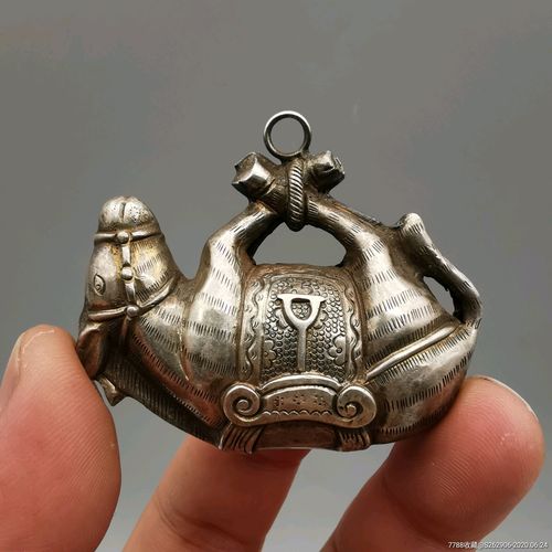 老银器手工錾刻倒吊毛驴纯银挂坠金榜题名佩饰紧绑蹄鸣