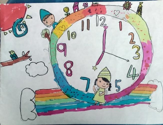 路华小学一年级美术课《小小钟表店》