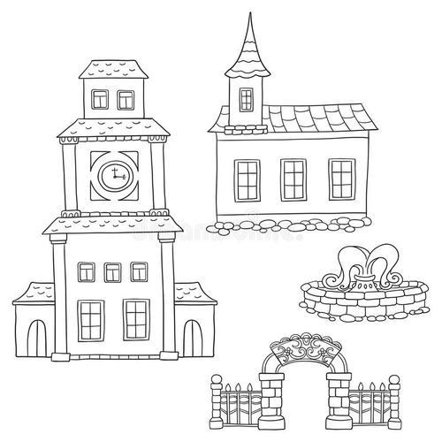 花房子侧面简笔画