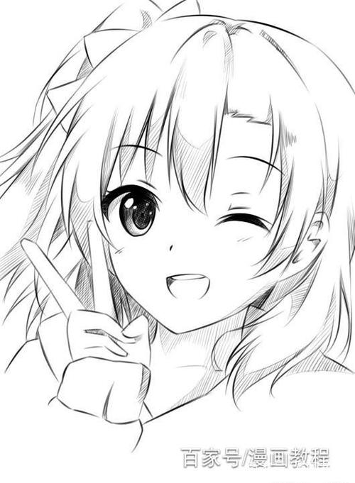 手绘教程:教你画一个剪刀手萌妹子漫画,学会给你的女