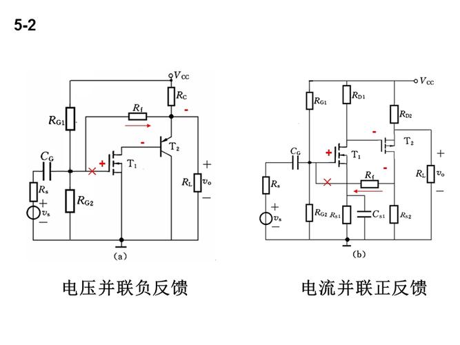 作业,第五章,5-2,,-,-,,,-,-,,电压并联负反馈,电流并联正反馈