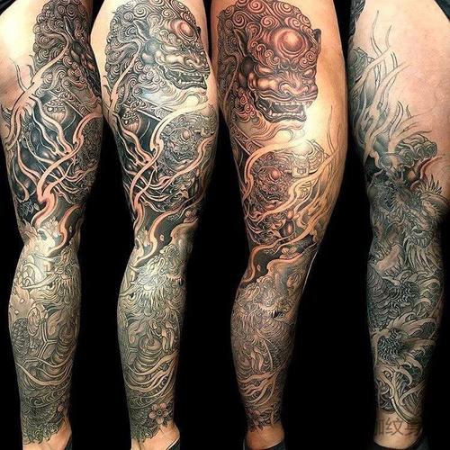 新传统腿唐狮麒麟纹身图案