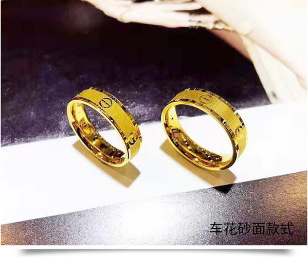 老鳯祥云同款生日礼物黄金光圈简约戒指环足金戒环车花时尚男女情侣