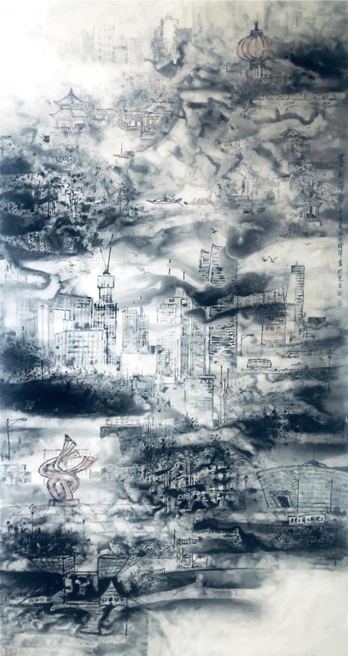 《墨韵岭南》96×180cm