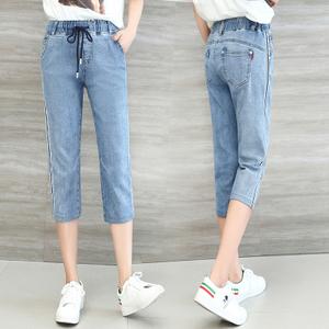 浅色七分牛仔裤女夏宽松图片