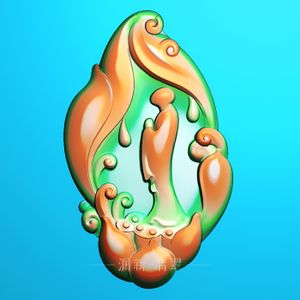 新款随形悟道无相佛站佛翡翠图玉雕图浮雕图wd745精雕图jdp