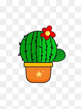 可爱卡通沙漠绿色植物仙人掌红花星星盆栽