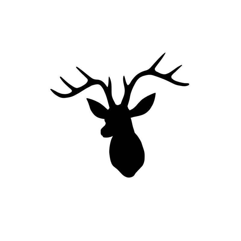 黑鹿头白色背景上的剪影