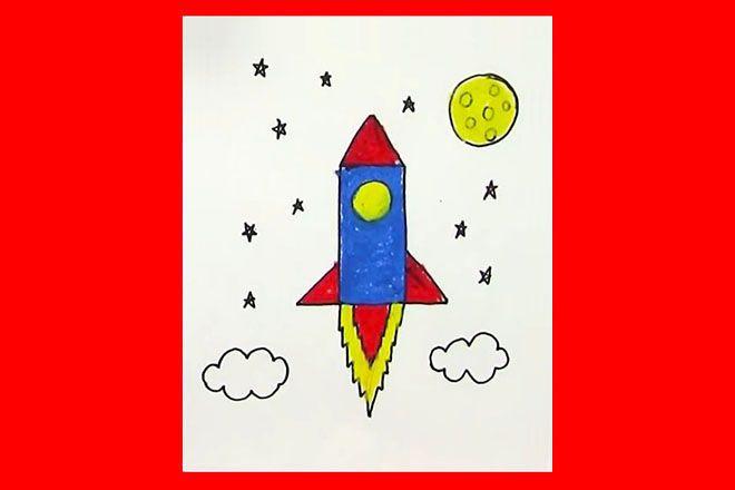 怎么教孩子一步一步画火箭升空简笔画(步骤图解)