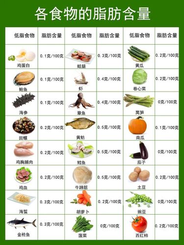 高脂肪食物有哪些低脂肪食物一览表图片