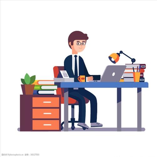 扁平卡通人物办公室场景