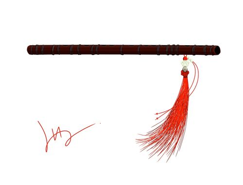 买来了陈情笛,一开始吹不响,就先停下来在手机上画