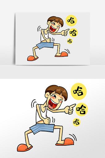 卡通可爱男孩哈哈大笑