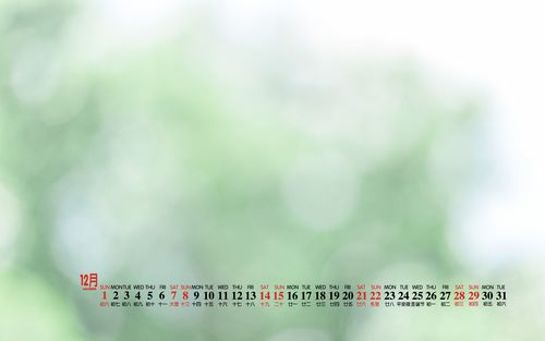 2019年12月小清新电脑桌面日历壁纸
