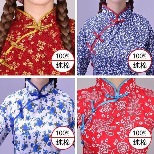 怀旧服装30-40年代衣服民国时期农村姑娘女阿庆嫂采茶