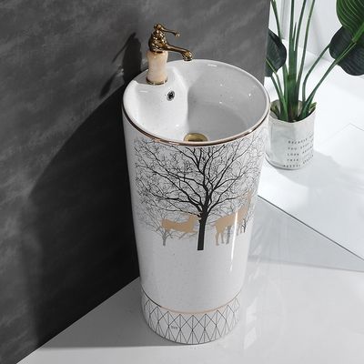 小号单盆卫生间洗手池落地式 阳台盆洗漱 立柱盆户外小型洗手盆立式