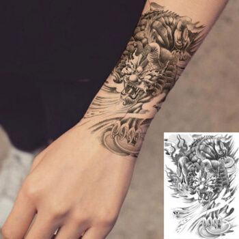 纹身贴男半臂麒麟貔貅穷奇纹身贴防水男 花臂半臂手臂