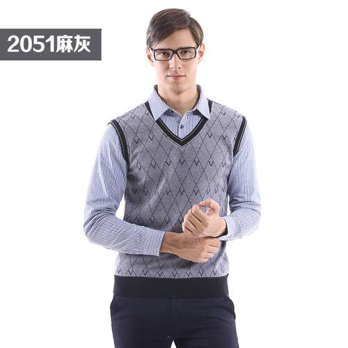 南极人男士加绒加厚保暖内衣 假两件衬衫领上衣 休闲保暖衬衫52021