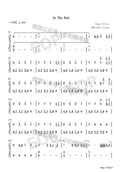 「琴谱|in the end」-抖音- tommee profitt-视觉盛宴