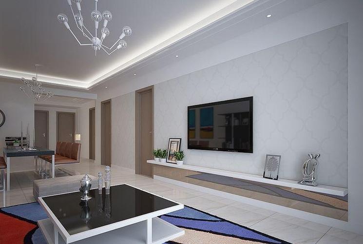 现代简约三居室客厅影视墙装修效果图大全