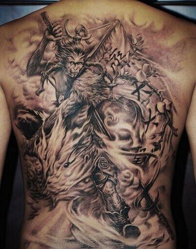 个性纹身图案孙悟空纹身图案满背纹身图案背部纹身图案