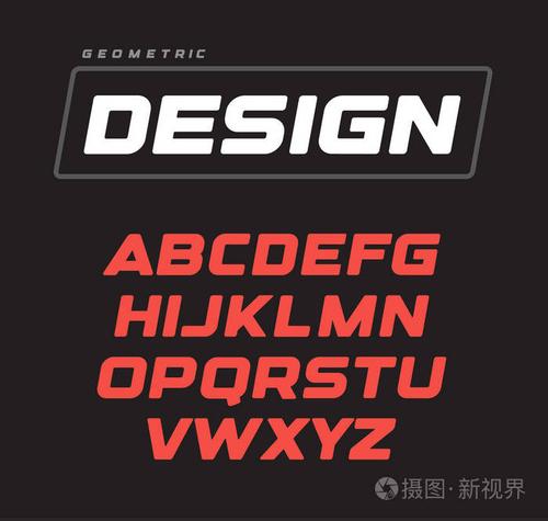 斜体粗体几何字母设计运动游戏矢量字体模板