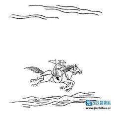 古代少年骑马简笔画