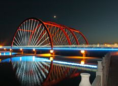 彩虹桥畅游乌海湖大漠湖城大漠湖城映绿海乌海夜景当代中国书法艺术