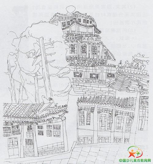 少儿绘画线描--颐和园