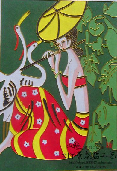景泰蓝原材料金丝彩砂工艺画/沙画原料/套装/制作教材/吹笛少女