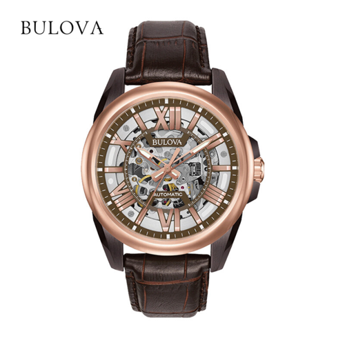 宝路华(bulova)机械手表男镂空自动机械皮带夜光商务休闲时尚男表