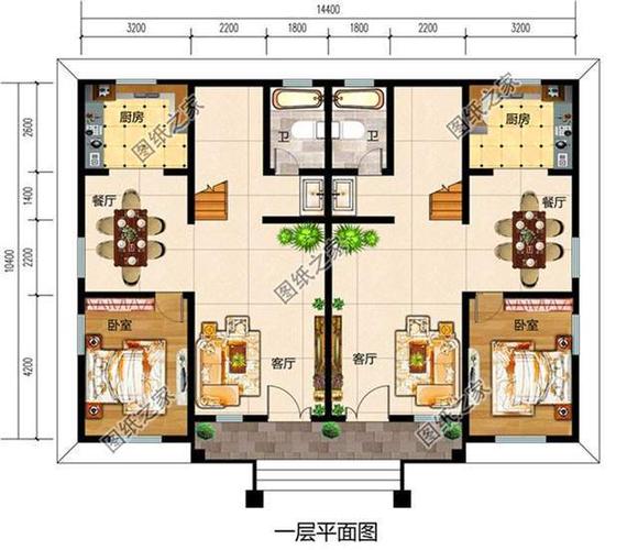 兄弟双拼别墅设计图,二层三层都有,兄弟建房令人羡慕不已