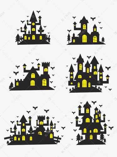 万圣节鬼屋城堡房子蝙蝠