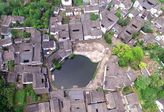 空中航拍浙江兰溪诸葛八卦村全国最大诸葛亮后裔聚居地