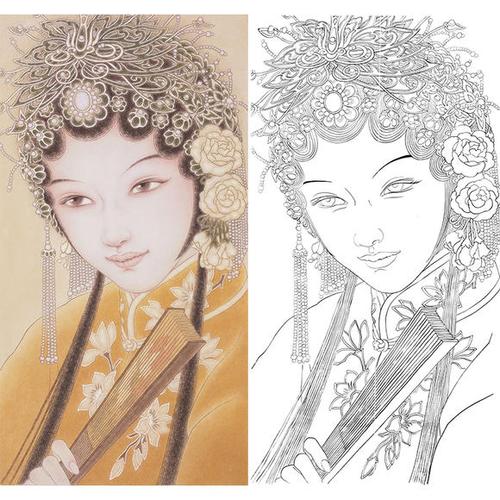 白描底稿-工笔人物-戏曲人物-zv01   