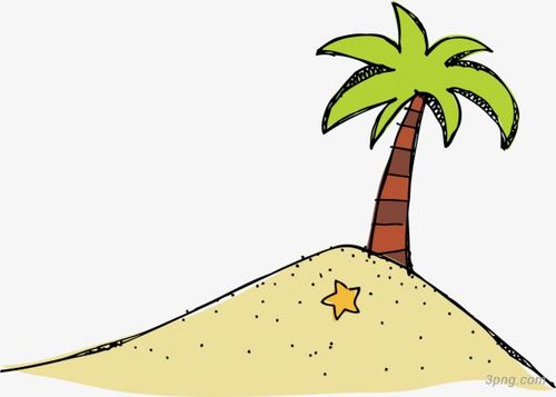 卡通沙堆椰子树png素材透明免抠图片卡通手绘