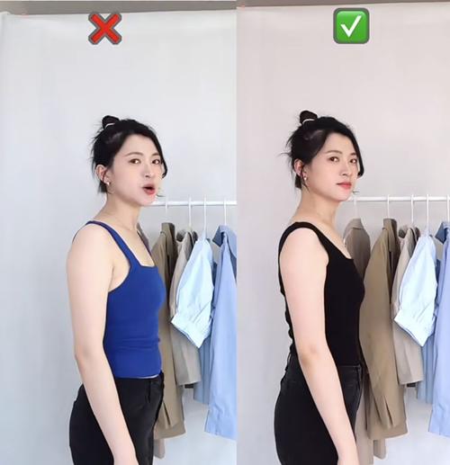 手臂粗,圆肩怎么穿?"直角线"才是重点,3个技巧很关键