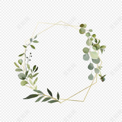 手绘水彩花环素材