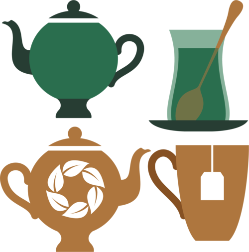茶杯茶壶简易画卡通手绘图标元素