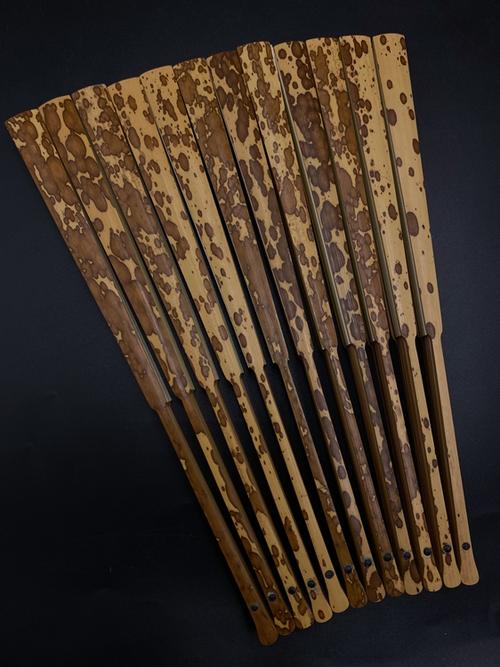 包邮95寸18方梅妃扇文玩云南湘妃竹云妃折扇苏工工艺扇