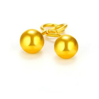 老凤祥风格520礼物送女友999黄金耳钉女足金耳环金小养耳棒磨砂圆珠星