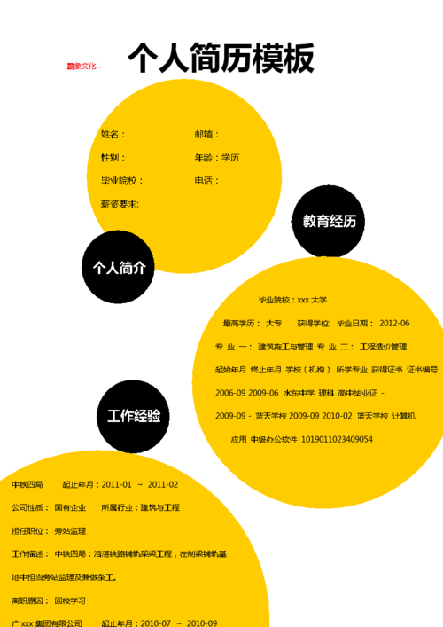 艺术创意个人简历模板