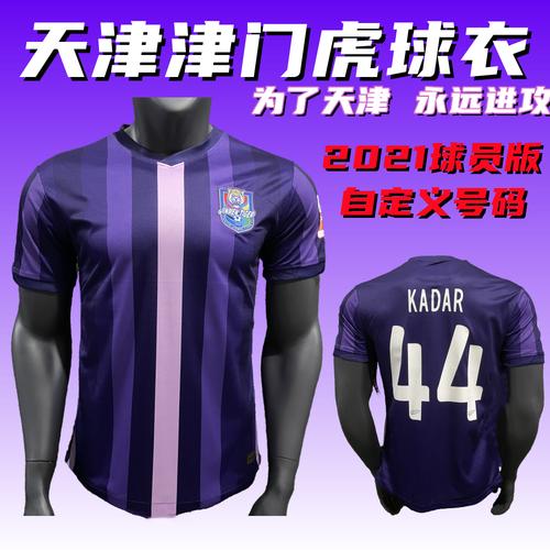 天津津门虎球衣2021紫色球员版短袖中超足球服主客场泰达队服训练