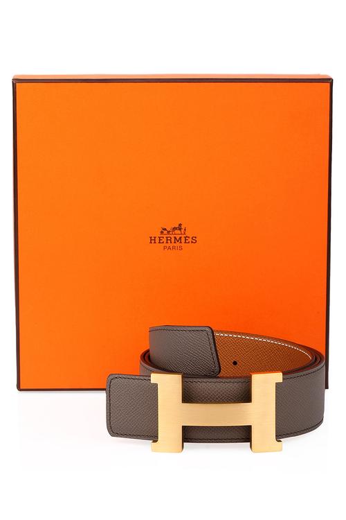 爱马仕金色h型带扣男士皮带礼盒装