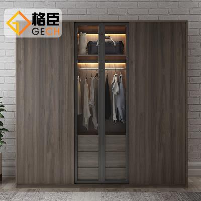 简约现代衣柜推拉门 北欧多功能卧室衣橱 移门滑门玻璃门大衣柜