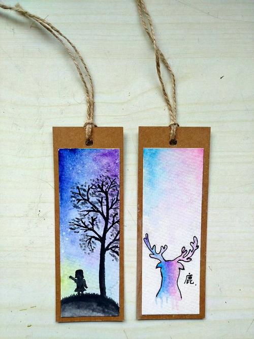 水彩 书签 清新 儿童画 创意 学生 水墨 国画