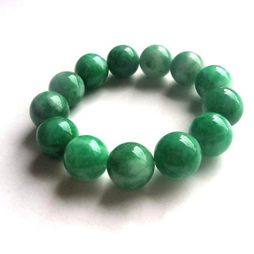 正品缅甸翡翠手链天然干青圆珠铁龙生手串diy花青珠链男女款首饰