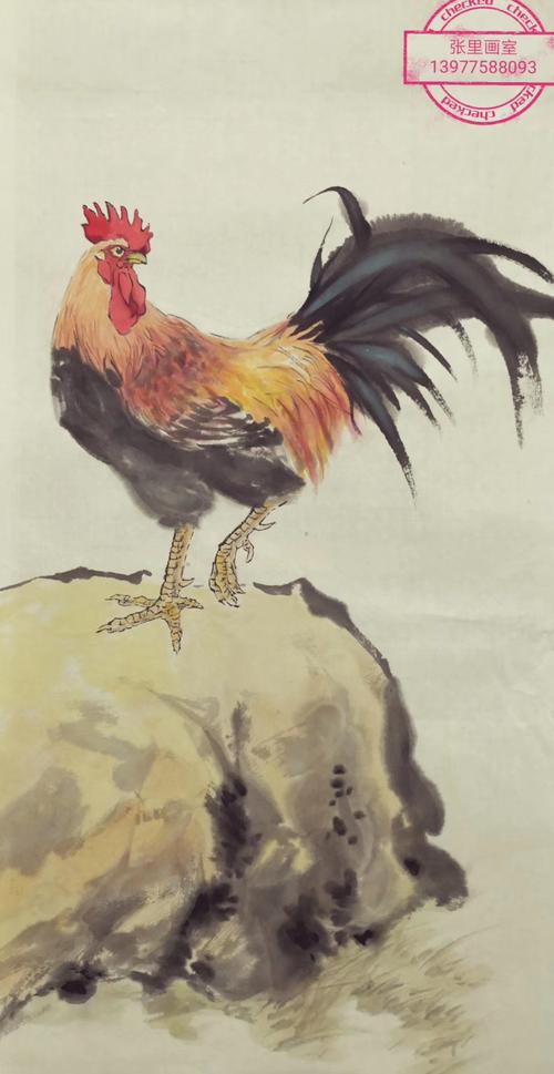 画鸡  明    唐寅 头上红冠不用裁,满身雪白走将来.